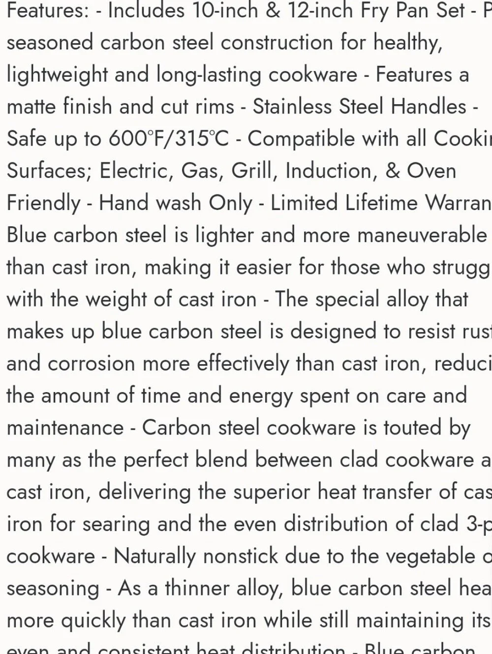 Viking Blue Carbon Steel 2-PC Pre-Seasoned Fry Pan Set